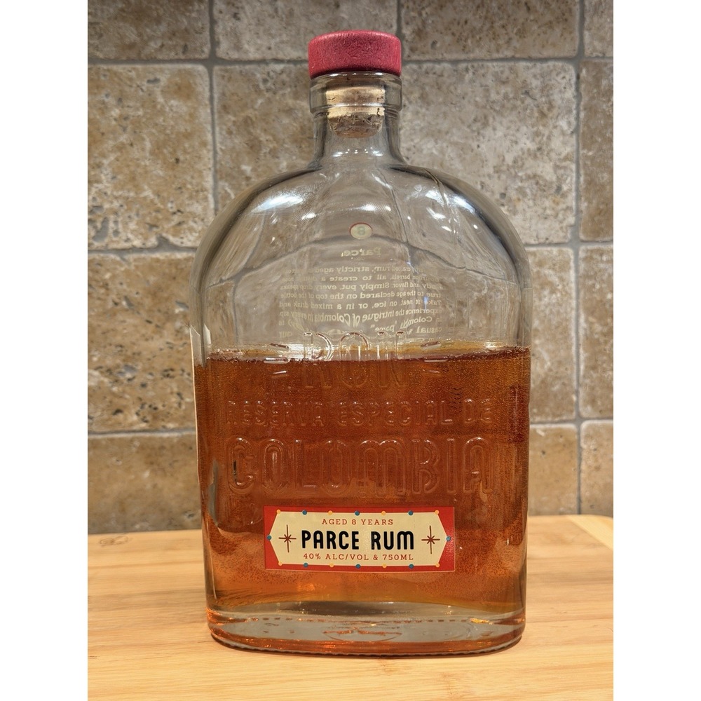 Resin Filled Faux Rum Bottle Parce 8 Year Colombia Luxe Bar Decor Display *